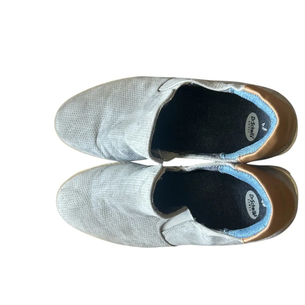 Dr‎ Scholls Womens Slip On Wedge Sneakers Perforated Gray Casual Shoes